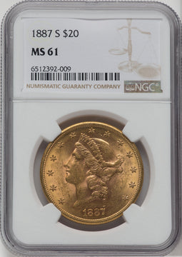 1887-S $20 Liberty Double Eagle NGC MS61