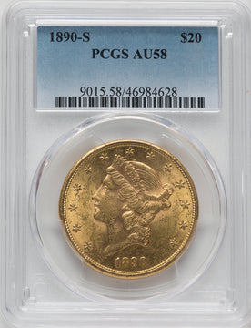 1890-S $20 Liberty Double Eagle PCGS AU58