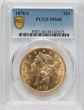 1878-S $20 Liberty Double Eagle PCGS MS60