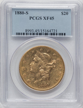 1880-S $20 Liberty Double Eagle PCGS XF45