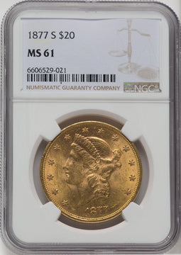 1877-S $20 Liberty Double Eagle NGC MS61