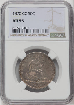 1870-CC 50C Seated Half Dollar NGC AU55