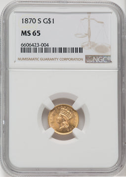 1870-S G$1 Gold Dollar NGC MS65