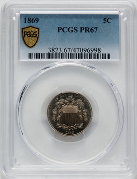 1869 5C Proof Shield Nickel PCGS PR67