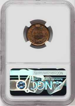 1864 Bronze No L RB NGC Plus Indian Cent NGC MS66+