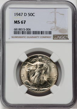 1947-D 50C Walking Liberty Half Dollar NGC MS67