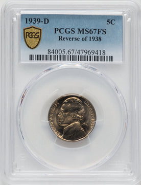 1939-D Reverse of 1938 5C FS Jefferson Nickel PCGS MS67
