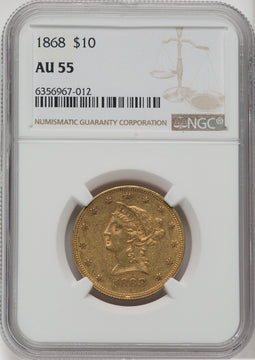 1868 $10 Liberty Eagle NGC AU55