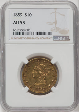1859 $10 Liberty Eagle NGC AU53