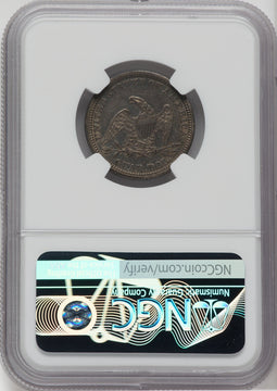 1865 25C Seated Quarter Details NGC AU50