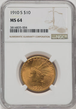 1910-S $10 Indian Eagle NGC MS64
