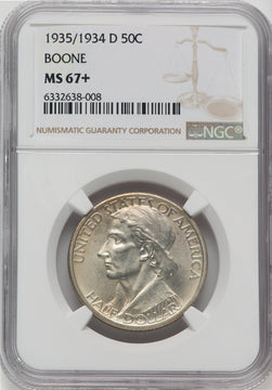 1935/34-D 50C Boone NGC Plus Commemorative Silver NGC MS67+