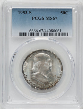 1953-S 50C Franklin Half Dollar PCGS MS67