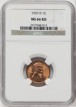 1929-D 1C RD Lincoln Cent NGC MS66