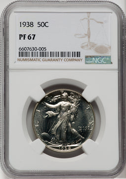 1938 50C Proof Walking Liberty Half Dollar NGC PR67