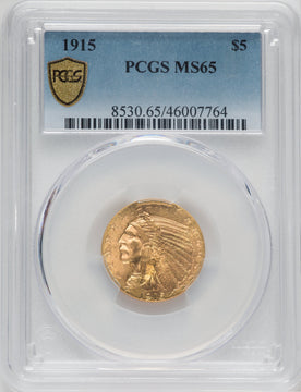 1915 $5 Indian Half Eagle PCGS MS65