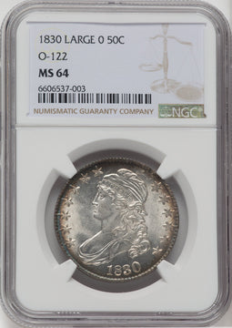 1830 50C Large 0 O-122 Bust Half Dollar NGC MS64