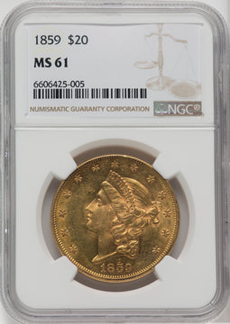 1859 $20 Liberty Double Eagle NGC MS61