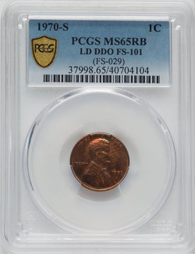 1970-S 1C FS-101 RB Lincoln Cent PCGS MS65