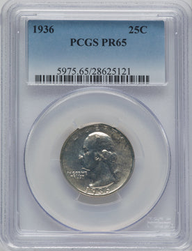 1936 25C Proof Washington Quarter PCGS PR65