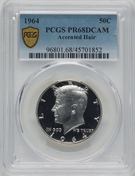 1964 50C Accented Hair Proof Kennedy Half Dollar PCGS PR68