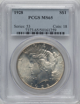 1928 $1 Peace Dollar PCGS MS65