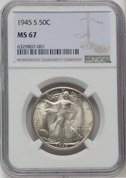 1945-S 50C Walking Liberty Half Dollar NGC MS67