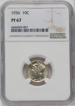1936 10C Proof Mercury Dime NGC PR67
