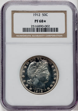 1912 50C Proof Barber Half Dollar NGC PR68