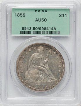 1855 S$1 Seated Dollar PCGS AU50