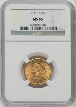 1901-S $5 Liberty Half Eagle NGC MS65 (762853075)