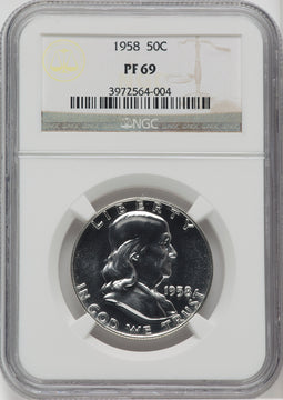 1958 50C Proof Franklin Half Dollar NGC PR69