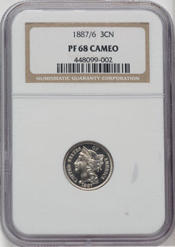 1887/6 3CN CA Proof Three Cent Nickel NGC PR68