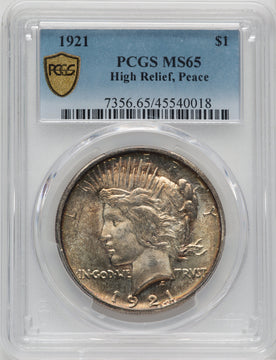 1921 $1 Peace Dollar PCGS MS65