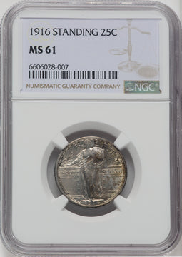 1916 25C Standing Liberty Standing Liberty Quarter NGC MS61