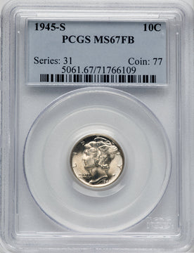 1945-S 10C FB Mercury Dime PCGS MS67
