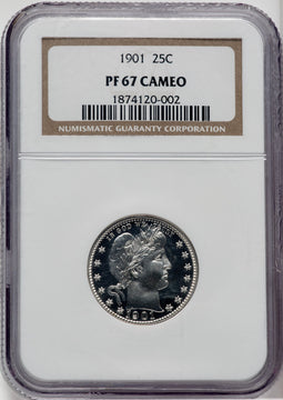 1901 25C CA Proof Barber Quarter NGC PR67