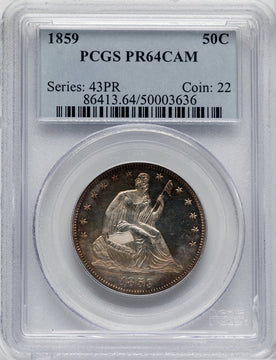 1859 50C CA Proof Seated Half Dollar PCGS PR64