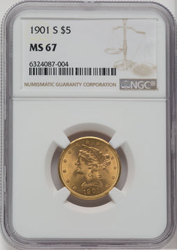 1901-S $5 Liberty Half Eagle NGC MS67
