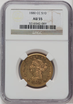 1880-CC $10 Liberty Eagle NGC AU55
