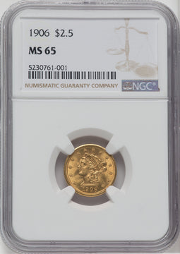1906 $2.50 Liberty Quarter Eagle NGC MS65