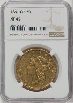 1861-O $20 Liberty Double Eagle NGC XF45
