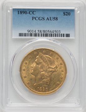 1890-CC $20 Liberty Double Eagle PCGS AU58
