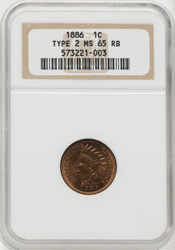 1886 1C Type Two RB Indian Cent NGC MS65