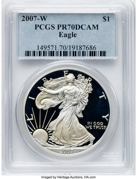 2007-W S$1 Silver Eagle PCGS PR70