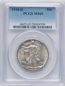1938-D 50C Walking Liberty Half Dollar PCGS MS65