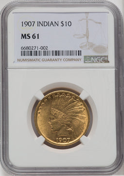1907 $10 No Motto Indian Eagle NGC MS61