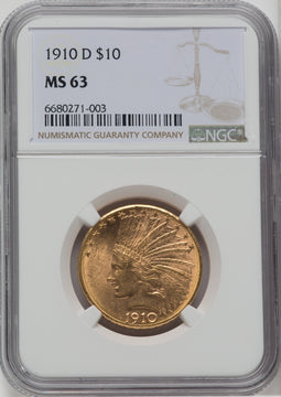 1910-D $10 Indian Eagle NGC MS63
