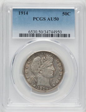 1914 50C Barber Half Dollar PCGS AU50