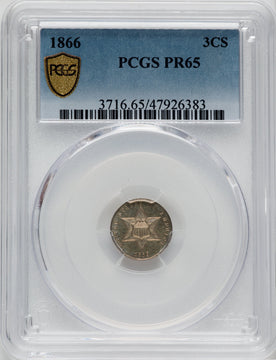 1866 3CS Proof Three Cent Silver PCGS PR65